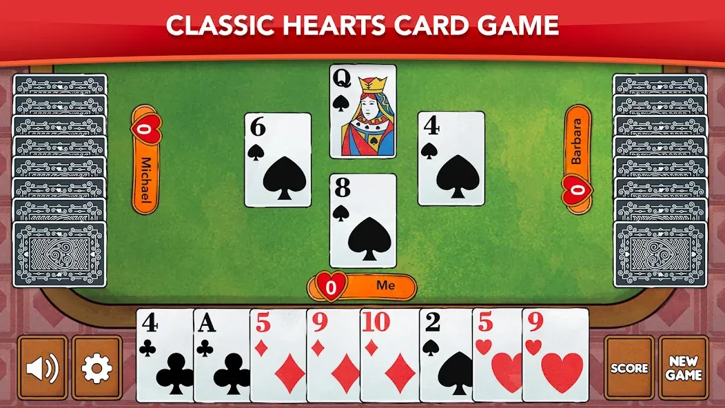 Hearts - Card Game Classic на Андроид — Мод Без рекламы и открыты все уровни — скриншот 1