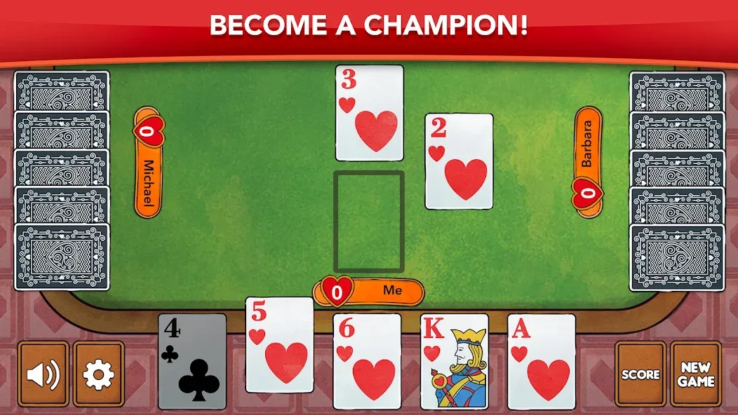 Hearts - Card Game Classic на Андроид — Мод Без рекламы и открыты все уровни — скриншот 2