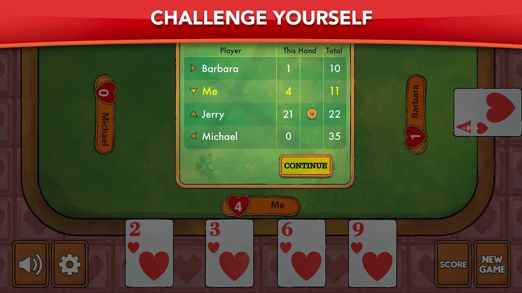 Hearts - Card Game Classic на Андроид — Мод Без рекламы и открыты все уровни — скриншот 4