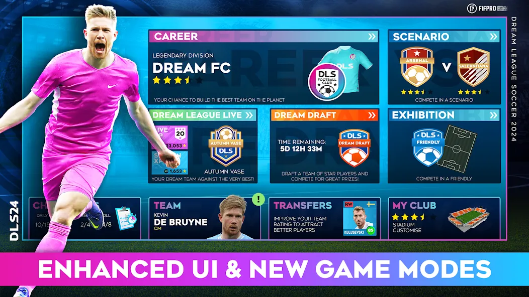 Скачать Dream League Soccer 2024 MOD APK — Безлимитные деньги и все команды открыты — скриншот 1
