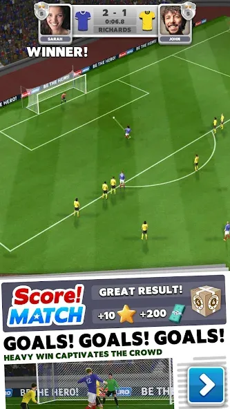 Score! Match - PvP Soccer MOD APK на Android — Безлимитные деньги и усиленные игроки — скриншот 1 Score! Match - PvP Soccer MOD APK на Android — Безлимитные деньги и усиленные игроки — скриншот 1