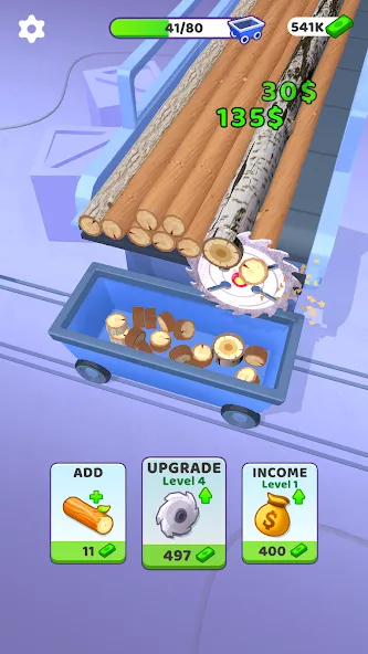 Idle Cutter: Wood Slice MOD APK на Android — Много денег и все уровни открыты — скриншот 1