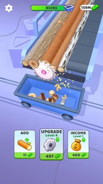 Idle Cutter: Wood Slice MOD APK на Android — Много денег и все уровни открыты — скриншот 2