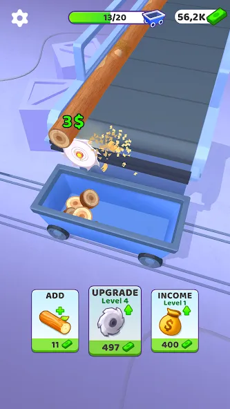 Idle Cutter: Wood Slice MOD APK на Android — Много денег и все уровни открыты — скриншот 3