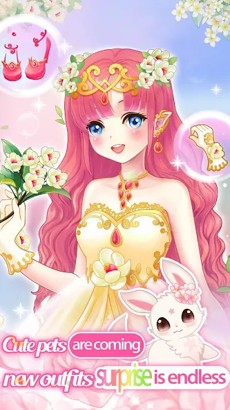 Dream Flower Dressup Mod APK Безлимитные монеты и все наряды — Скачать на Андроид — скриншот 1