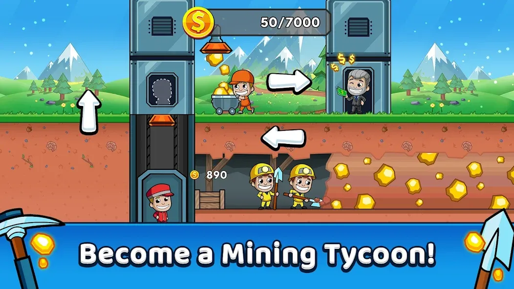 Скачать Idle Miner Tycoon: Gold Games с модом — Безлимитные деньги и много золота — скриншот 1