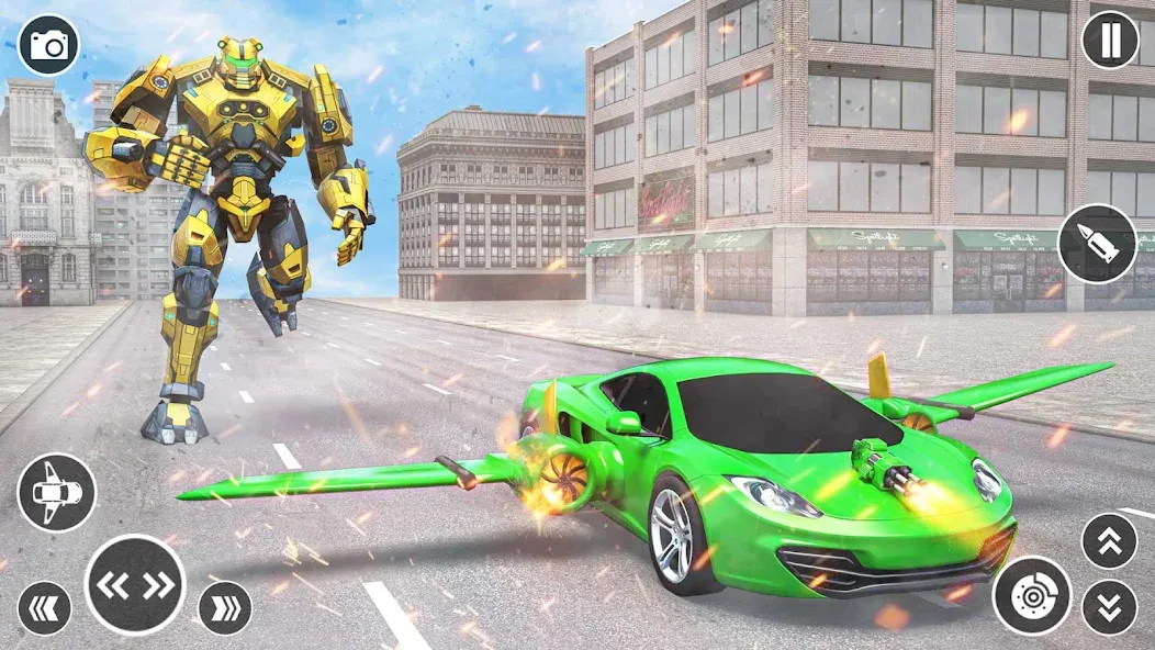 Скачать Flying Car Robot Shooting Game на телефон — Безлимитные деньги и оружие — скриншот 4