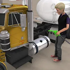 Скачать Euro Truck Gas Station Games (Мод: Безлимитное топливо и все грузовики) на Андроид