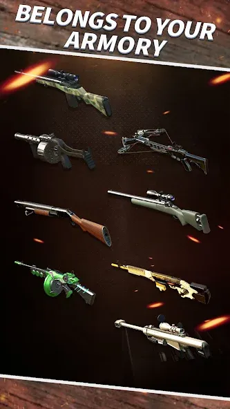 Sniper Shooting : 3D Gun Game MOD APK на Android — Безлимитные деньги и оружие — скриншот 3