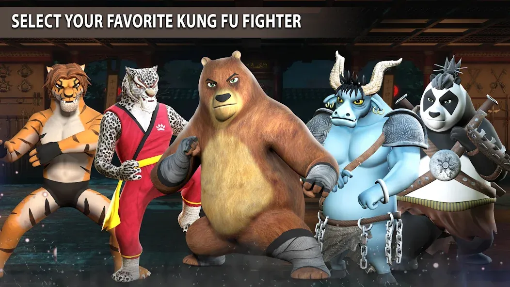 Скачать взломанную Kung Fu Animal: Fighting Games — Безлимитные деньги и открыты все бойцы — скриншот 4