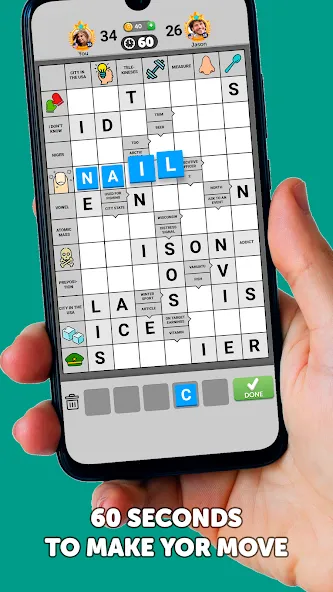 Wordgrams - Crossword & Puzzle MOD APK на Android — Безлимитные подсказки и жизни — скриншот 1