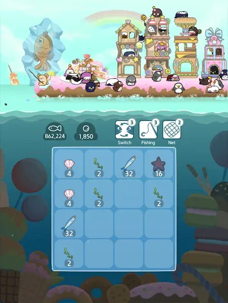 Взломанная 2048 Penguin Island на Андроид — Без рекламы и много денег — скриншот 4