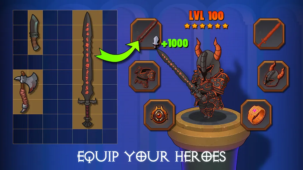 Скачать Dungeon: Age of Heroes на Андроид — Безлимитные ресурсы и мощные герои — скриншот 4