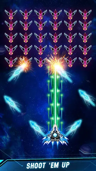 Скачать Space shooter - Galaxy attack — Последняя версия (Безлимитные деньги и оружие) — скриншот 1
