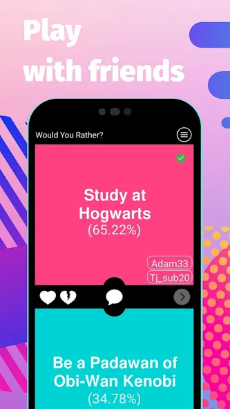 Would You Rather? questions MOD APK на Android — Безлимитные вопросы и все режимы — скриншот 3