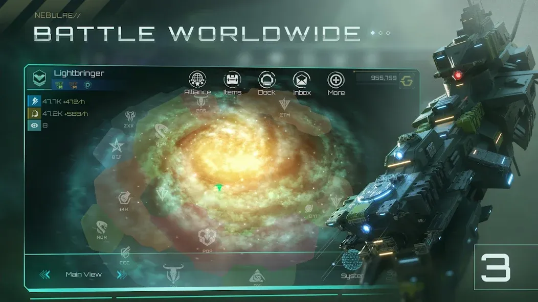 Скачать взломанную Nova Empire: Space Commander — Безлимитные ресурсы и мощный флот — скриншот 3