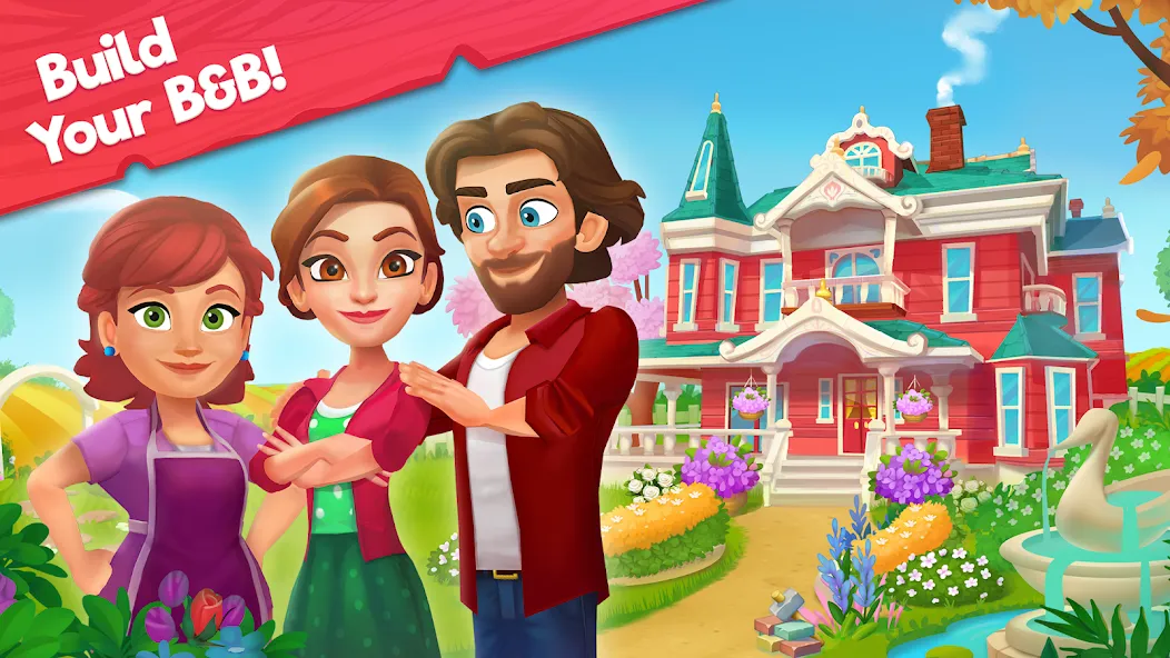 Скачать Delicious B&B: Decor & Match 3 MOD APK — Безлимитные деньги и жизни — скриншот 1