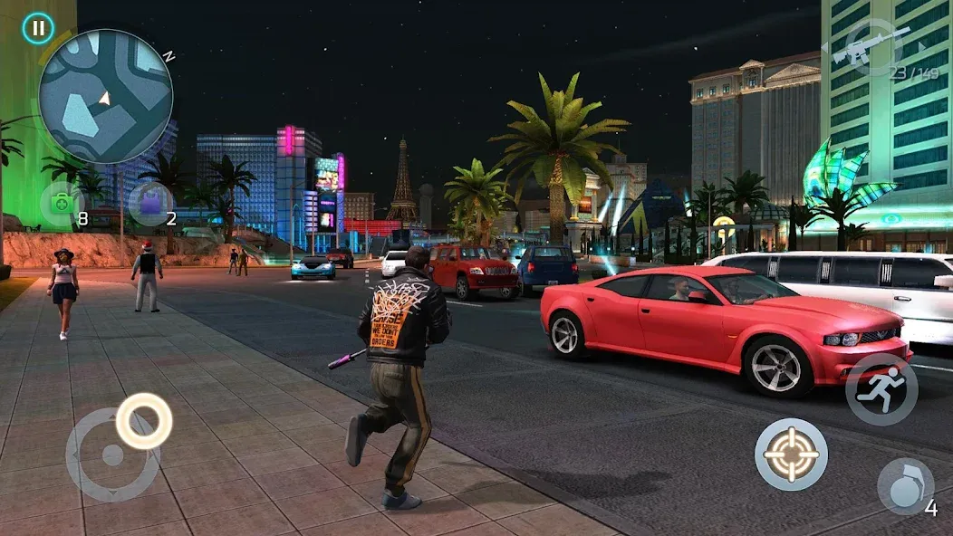 Скачать Gangstar Vegas: World of Crime MOD APK — Безлимитные деньги и патроны — скриншот 1