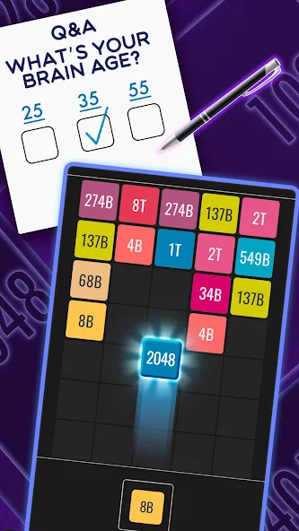 Join Blocks 2048 Number Puzzle (Мод Без рекламы и бесконечные подсказки) — скриншот 2