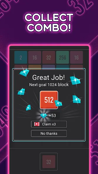 Join Blocks 2048 Number Puzzle (Мод Без рекламы и бесконечные подсказки) — скриншот 4