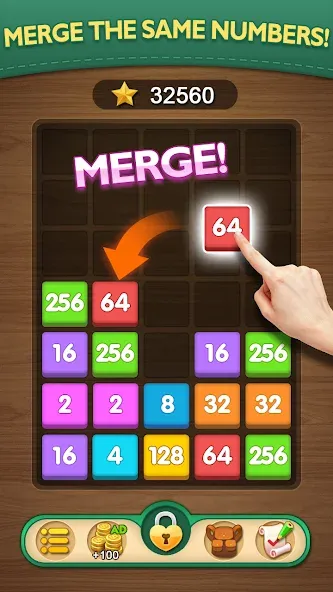 Merge Puzzle - Number Games на Андроид — Мод Безлимитные монеты и подсказки — скриншот 1