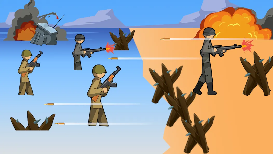Stickman WW2 — Взломанная версия (Безлимитные деньги и оружие) — скриншот 1 Stickman WW2 — Взломанная версия (Безлимитные деньги и оружие) — скриншот 1