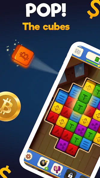 Crypto Blocks Puzzle Challenge (Мод Безлимитные монеты и подсказки) — скриншот 1
