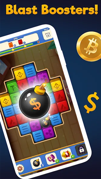 Crypto Blocks Puzzle Challenge (Мод Безлимитные монеты и подсказки) — скриншот 3