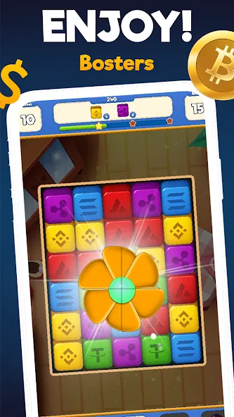 Crypto Blocks Puzzle Challenge (Мод Безлимитные монеты и подсказки) — скриншот 5