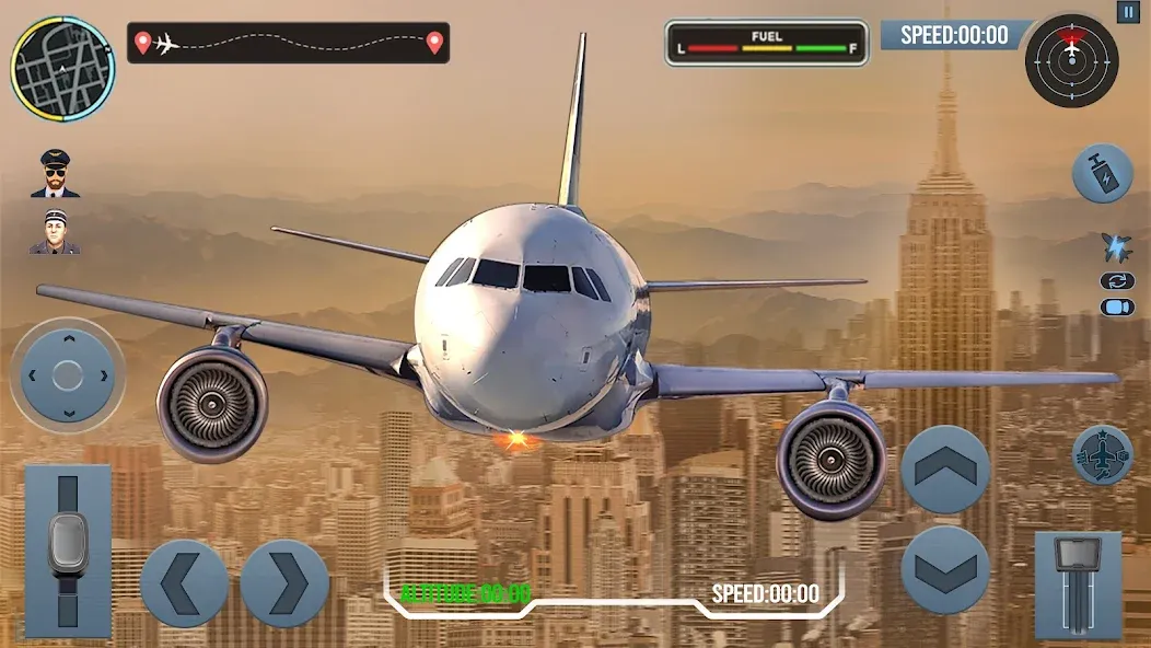 Airplane Simulator Plane Games на Андроид — Мод Безлимитные деньги и топливо — скриншот 1