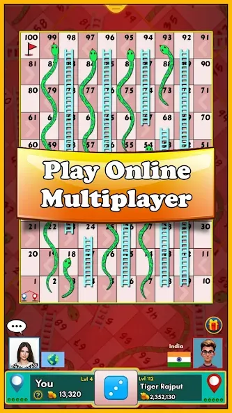 Скачать Snakes and Ladders King (Мод: Безлимитные монеты и все уровни) на Андроид — скриншот 1