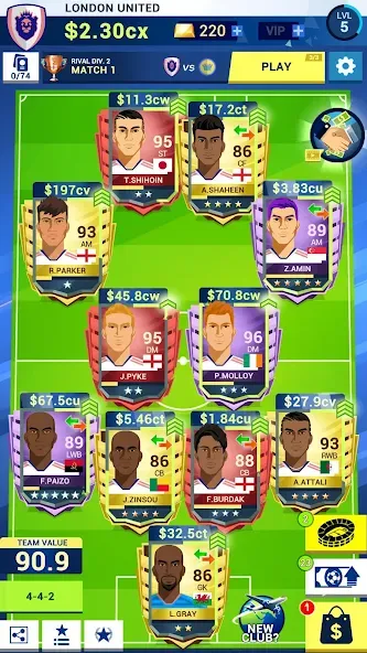 Idle Eleven - Soccer tycoon на Андроид — Безлимитные деньги и все команды — скриншот 1
