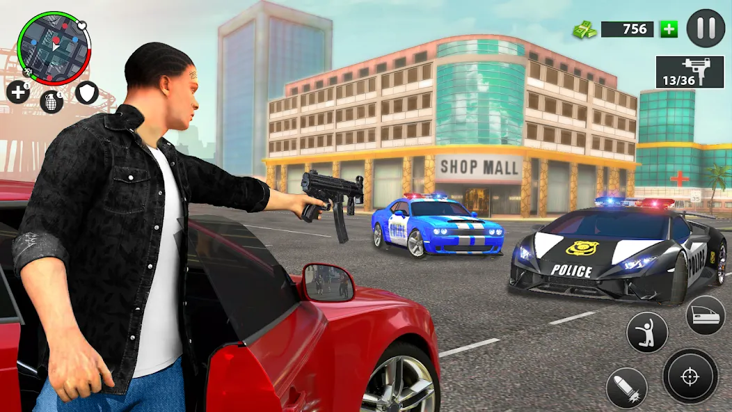 Real Grand Gangster Crime City MOD — Безлимитные деньги и оружие на Андроид — скриншот 5