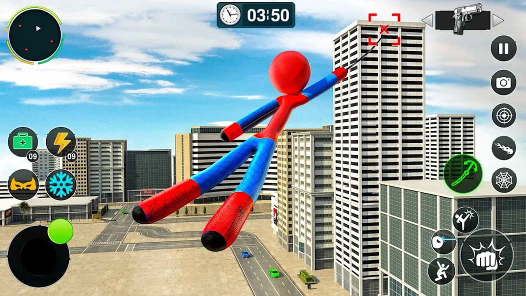 Скачать Flying Stickman Rope Hero Game с модом — Безлимитные деньги и полёт — скриншот 1