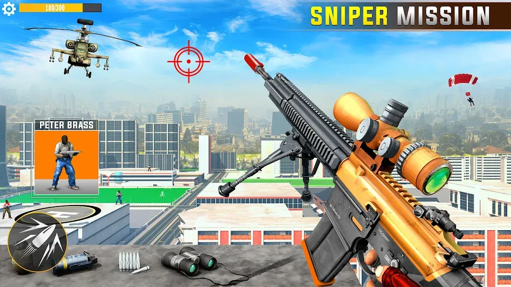 Banduk Game - Sniper Gun Games — Взломанная версия (Безлимитные патроны и улучшенное оружие) — скриншот 2