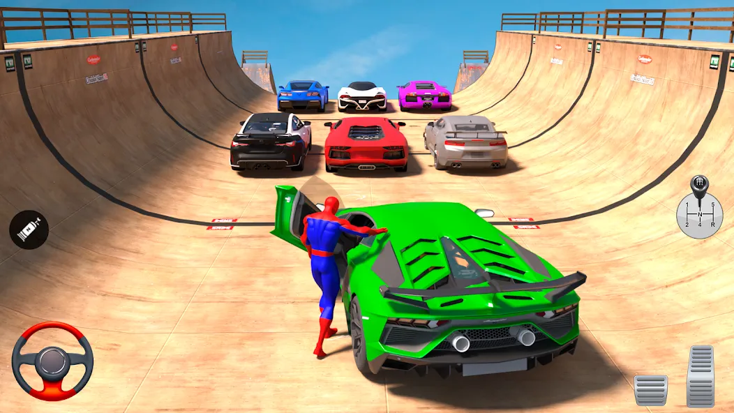 Superhero Car: Mega Ramp Games MOD — Безлимитные деньги и все машины открыты на Андроид — скриншот 1 Superhero Car: Mega Ramp Games MOD — Безлимитные деньги и все машины открыты на Андроид — скриншот 1