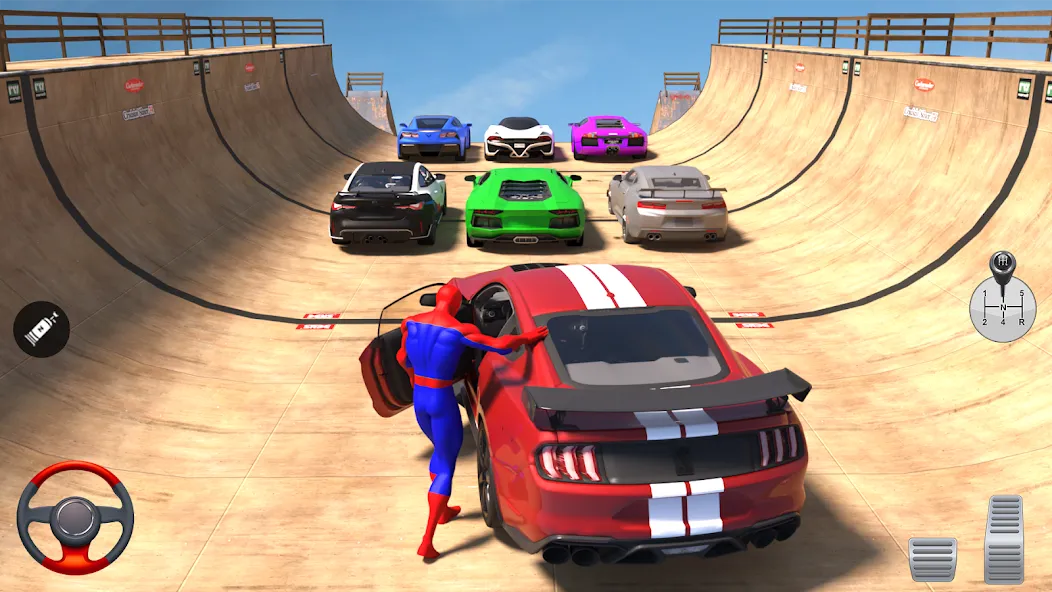 Superhero Car: Mega Ramp Games MOD — Безлимитные деньги и все машины открыты на Андроид — скриншот 3 Superhero Car: Mega Ramp Games MOD — Безлимитные деньги и все машины открыты на Андроид — скриншот 3