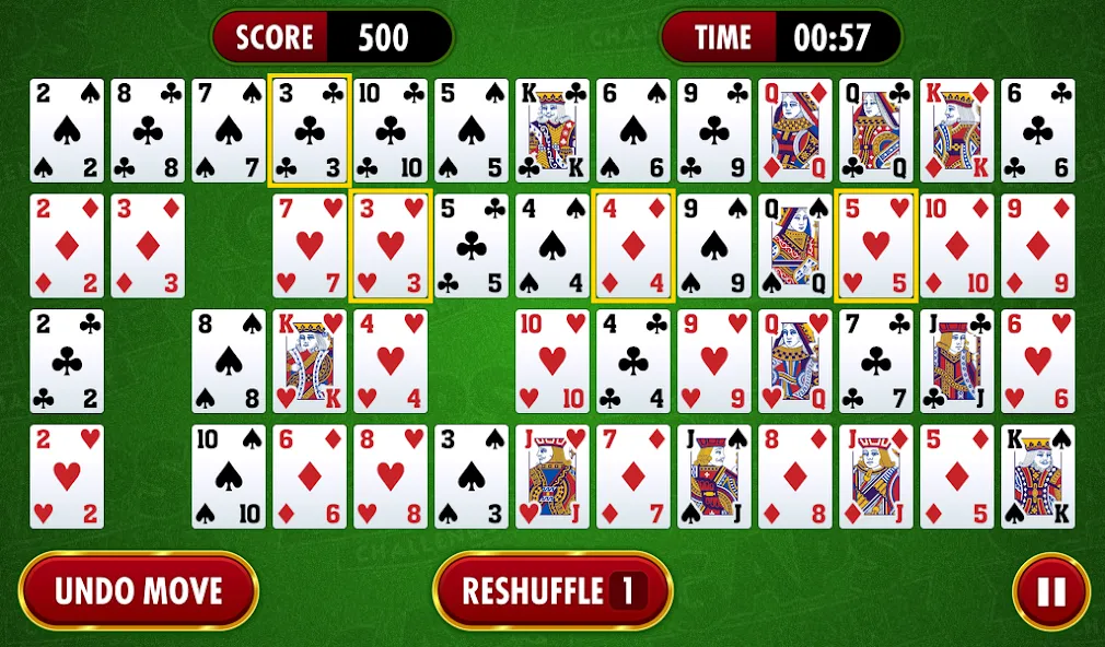 Gaps Solitaire Challenge на Андроид — Безлимитные подсказки и отмены ходов — скриншот 1