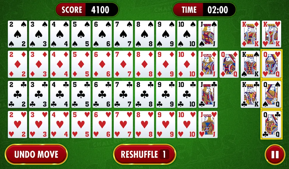 Gaps Solitaire Challenge на Андроид — Безлимитные подсказки и отмены ходов — скриншот 2