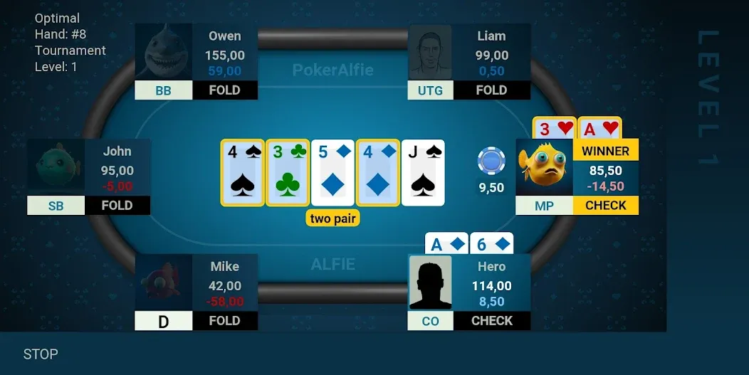 Offline Poker AI - PokerAlfie MOD APK — Умный офлайн-покер без интернета — скриншот 2
