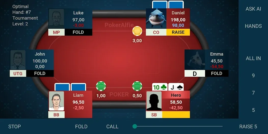 Offline Poker AI - PokerAlfie MOD APK — Умный офлайн-покер без интернета — скриншот 3