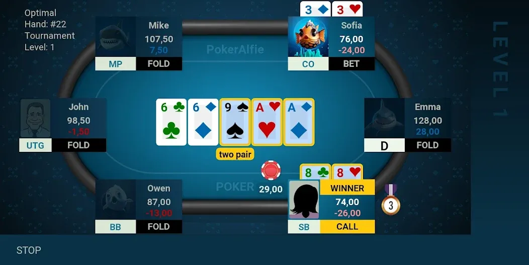 Offline Poker AI - PokerAlfie MOD APK — Умный офлайн-покер без интернета — скриншот 5