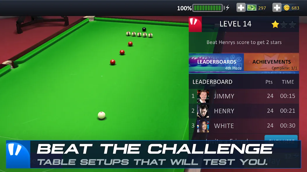 Взломанная Snooker Stars - 3D Online Spor на Андроид — Безлимитные деньги и все кии — скриншот 5 Взломанная Snooker Stars - 3D Online Spor на Андроид — Безлимитные деньги и все кии — скриншот 5