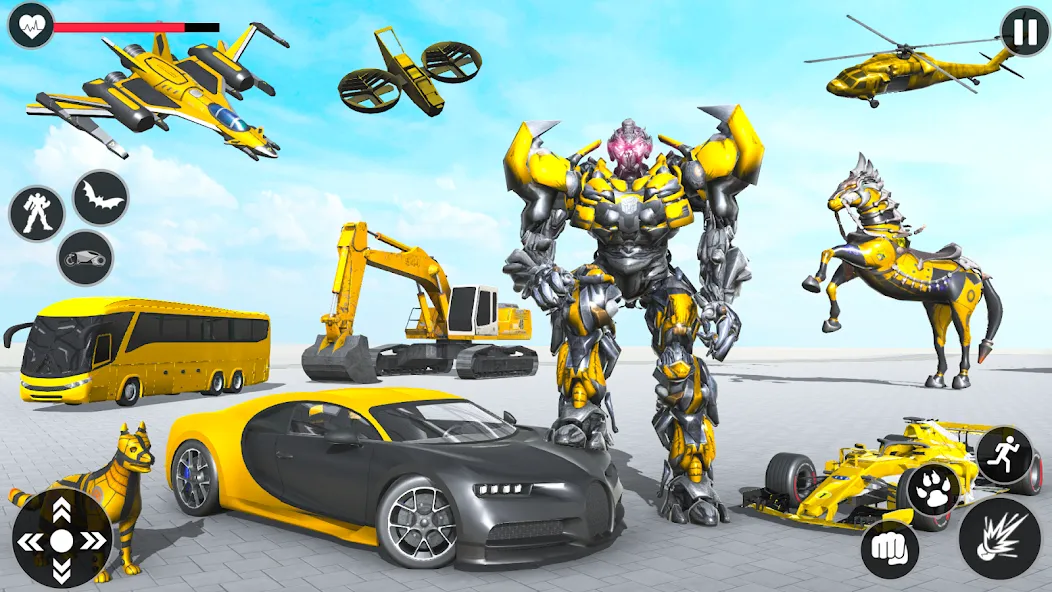 Flying Robot Transforming Game на Андроид — Мод Безлимитные деньги и все роботы — скриншот 1 Flying Robot Transforming Game на Андроид — Мод Безлимитные деньги и все роботы — скриншот 1