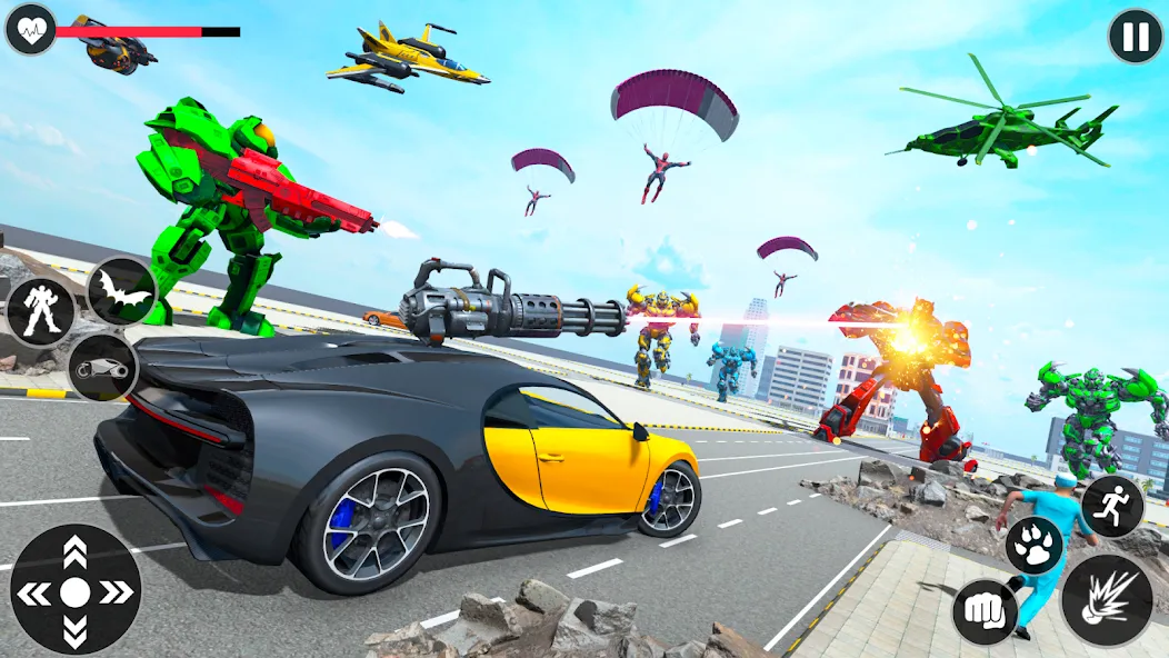 Flying Robot Transforming Game на Андроид — Мод Безлимитные деньги и все роботы — скриншот 2 Flying Robot Transforming Game на Андроид — Мод Безлимитные деньги и все роботы — скриншот 2