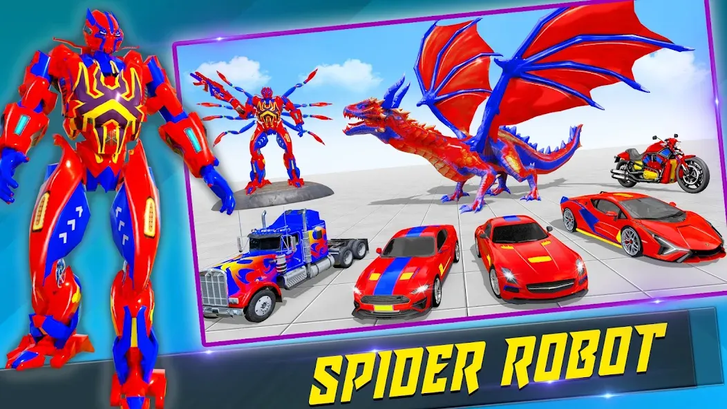Скачать взлом Spider Robot: Robot Car Games на Андроид — Безлимитные деньги и мощный робот — скриншот 2