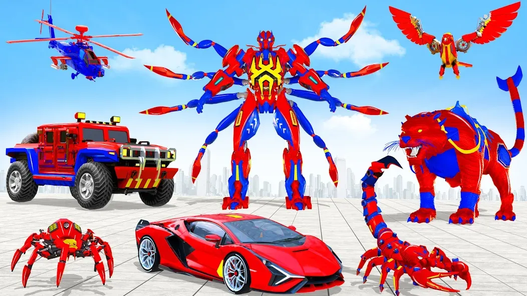 Скачать взлом Spider Robot: Robot Car Games на Андроид — Безлимитные деньги и мощный робот — скриншот 5