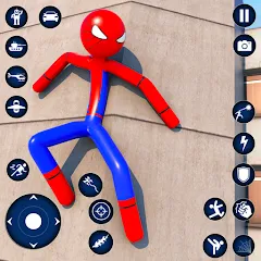 Скачать Spider Game-Stickman Rope Hero (Мод: Безлимитные монеты и полёт) на Андроид
