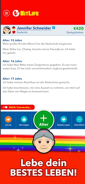 BitLife DE - Lebenssimulation (Мод Безлимитные деньги и премиум функции) — скриншот 4 BitLife DE - Lebenssimulation (Мод Безлимитные деньги и премиум функции) — скриншот 4