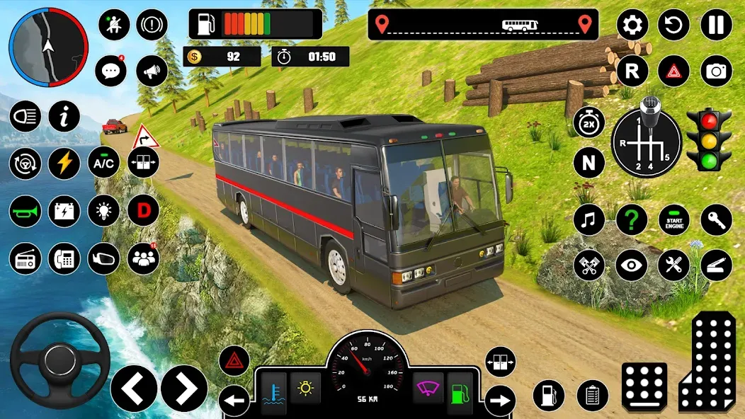 Скачать Offroad Bus Simulator Bus Game на телефон — Безлимитные деньги и все автобусы открыты — скриншот 2